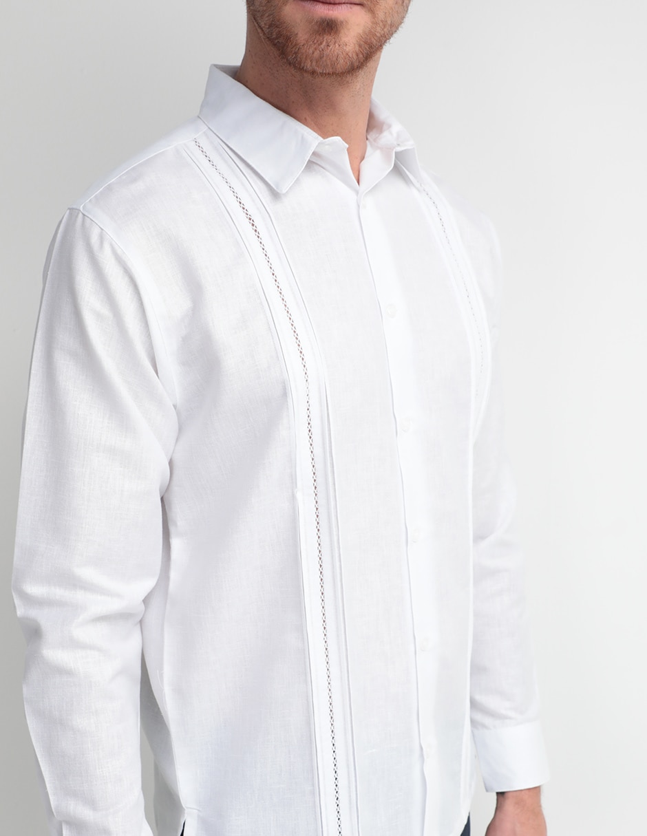 Guayabera manga larga para hombre 4