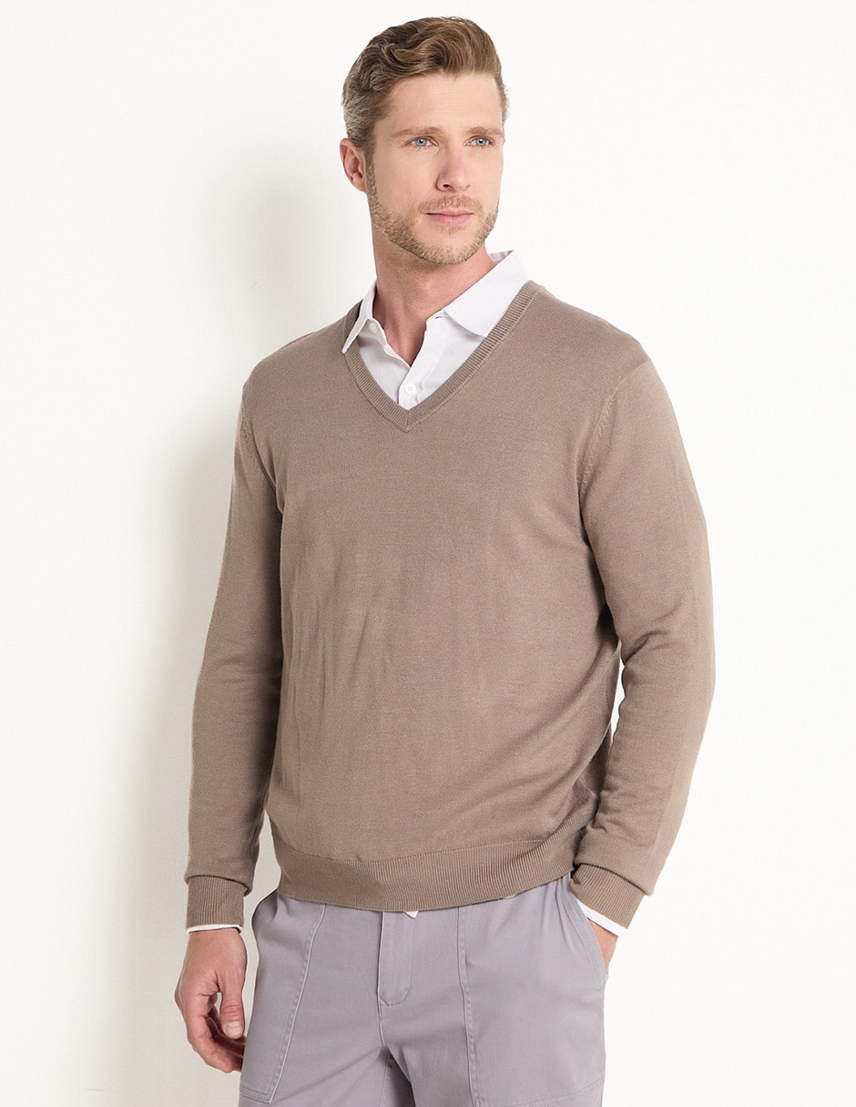Suéter cuello v para hombre