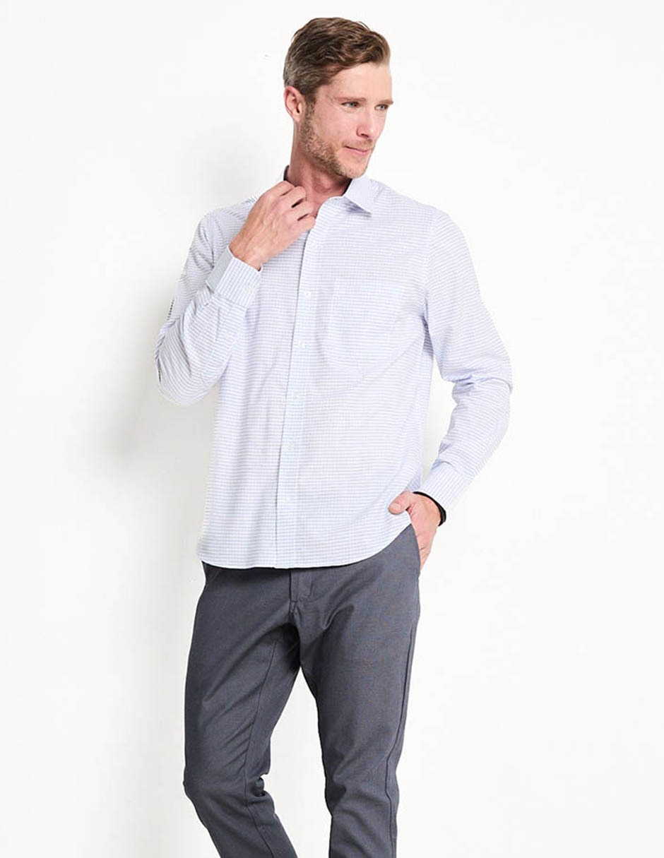 Camisa casual de algodón manga larga para hombre