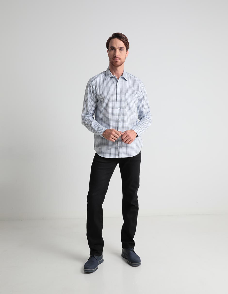 Camisa casual de algodón manga larga para hombre