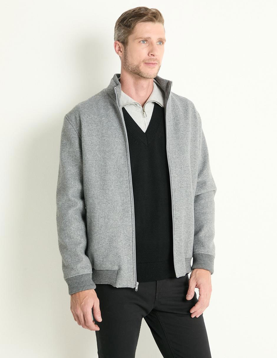 Chamarra casual cuello con cierre para hombre