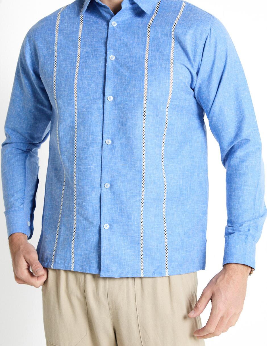 Guayabera manga larga para hombre 4
