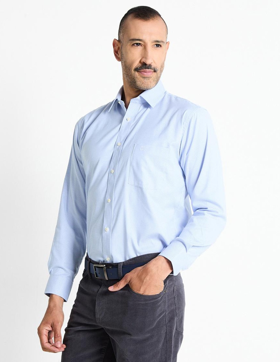 Camisa business casual manga larga para hombre