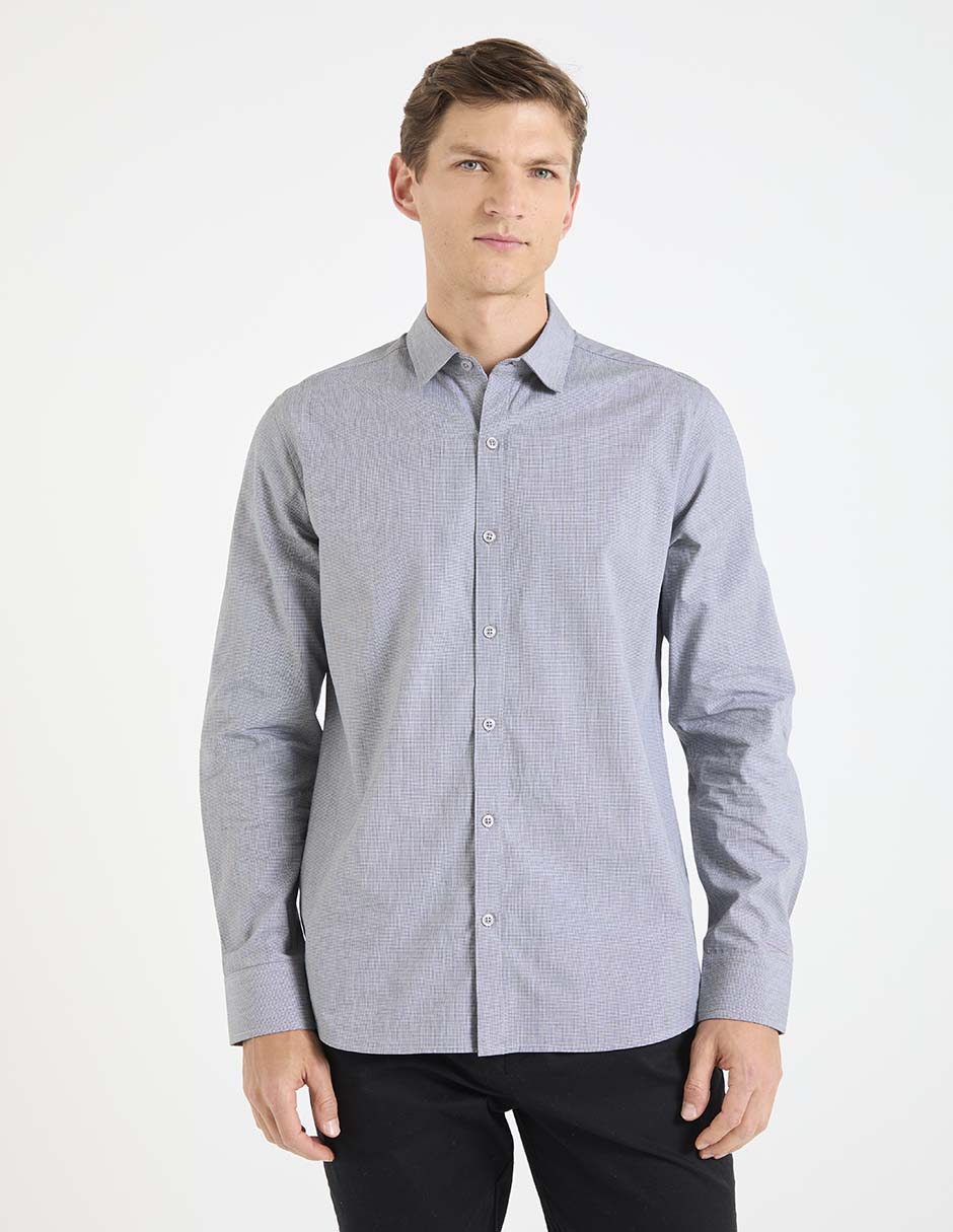 Camisa formal de algodón manga larga para hombre Camisa formal de algodón manga larga para hombre