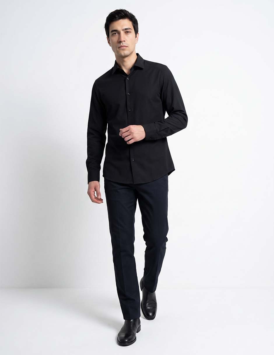 Camisa de vestir Contempo manga larga para hombre