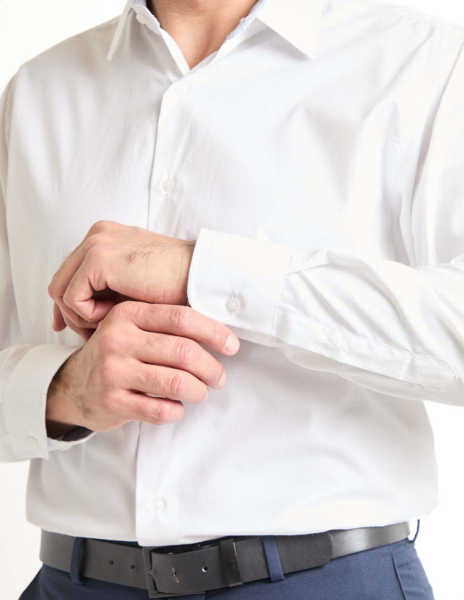 Camisa formal de algodón manga larga para hombre