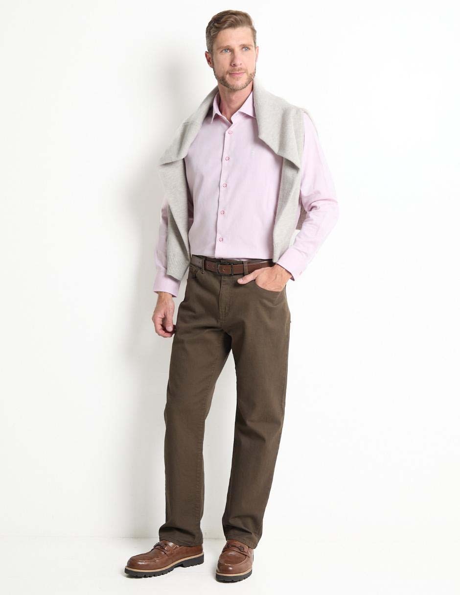 Camisa formal de algodón manga larga para hombre