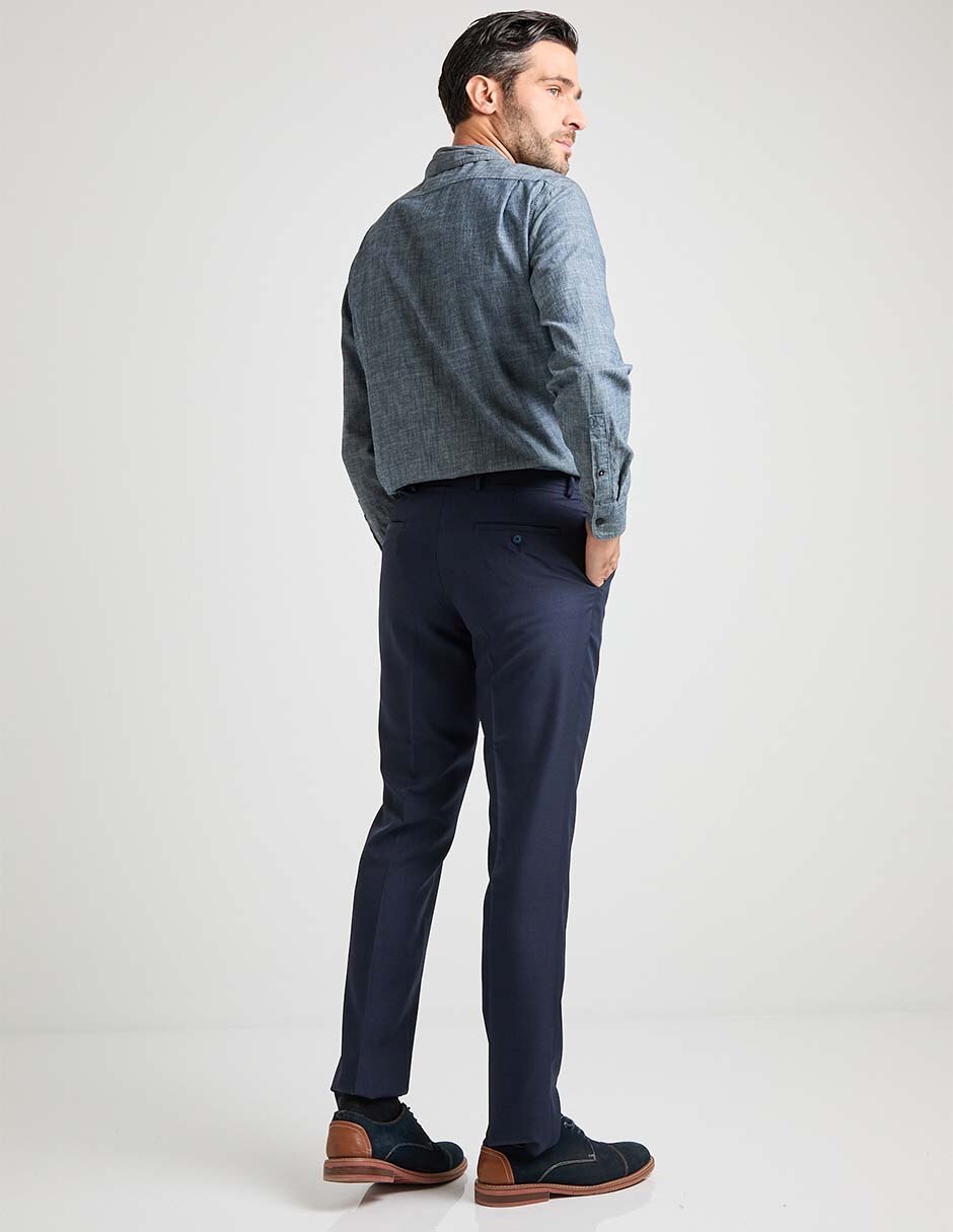 Pantalón business casual de vestir slim de algodón para hombre 5
