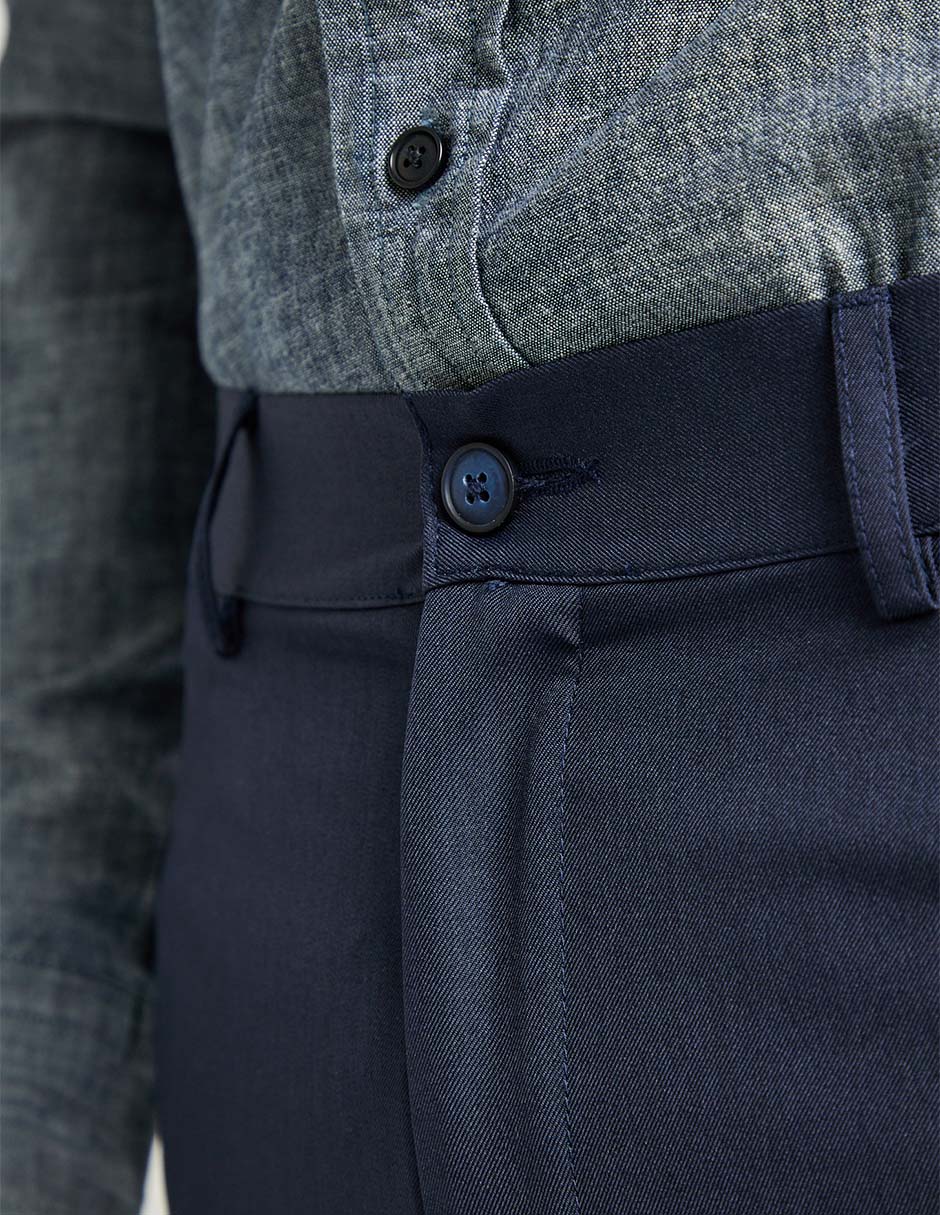 Pantalón business casual de vestir slim de algodón para hombre 2