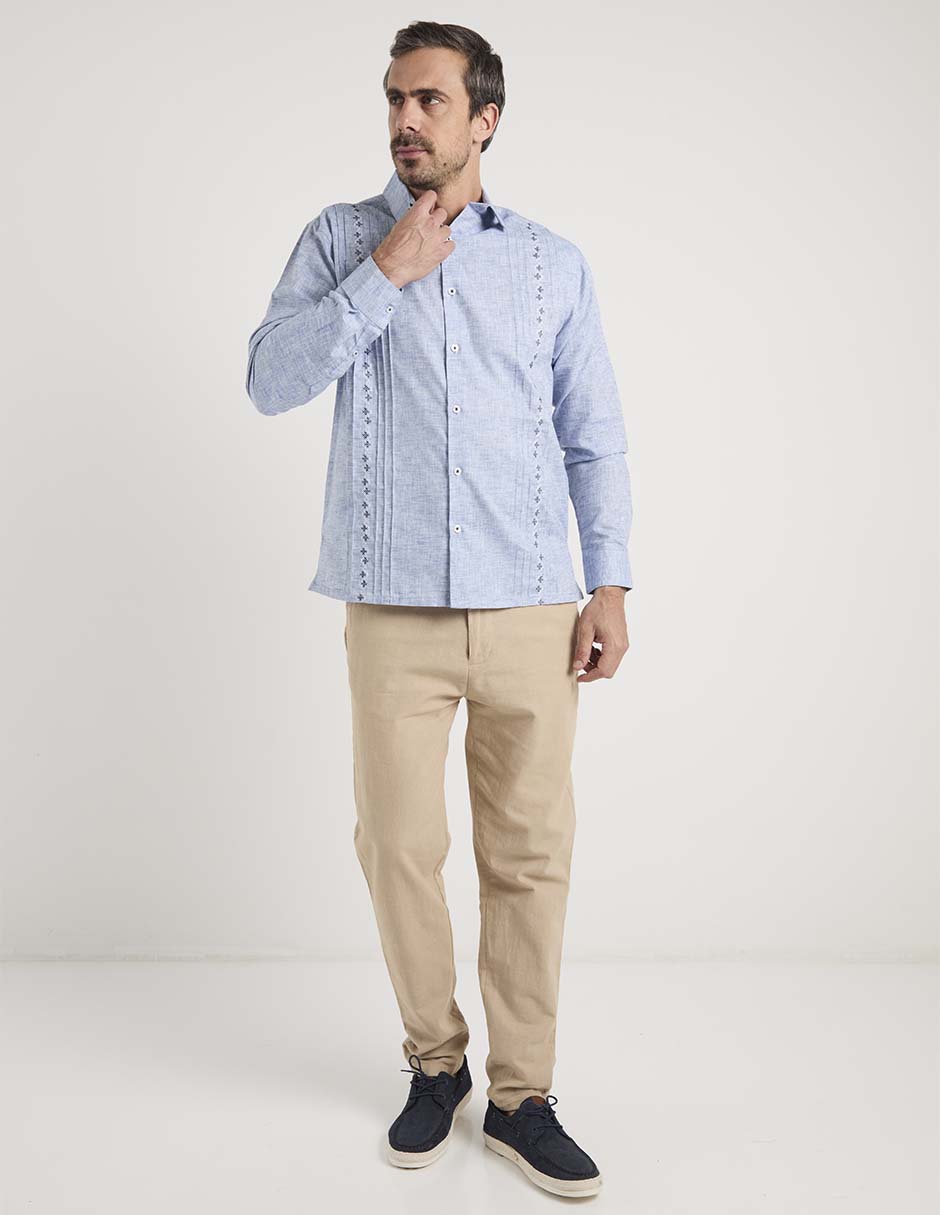 Guayabera manga larga para hombre 4