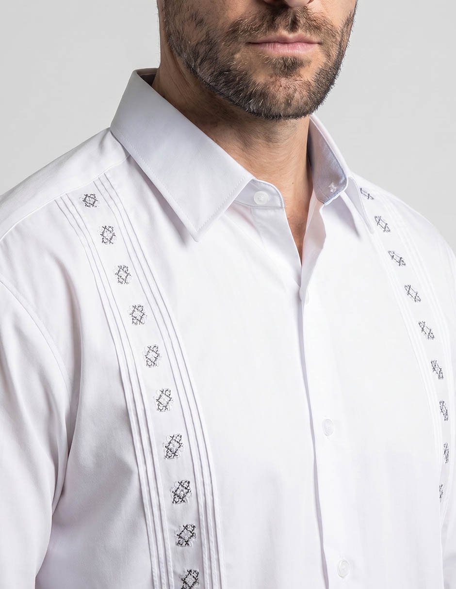 Camisa business casual manga larga para hombre