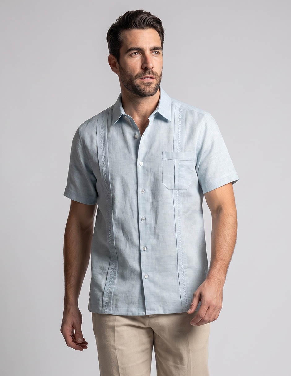 Camisa formal de algodón manga corta para hombre Camisa formal de algodón manga corta para hombre