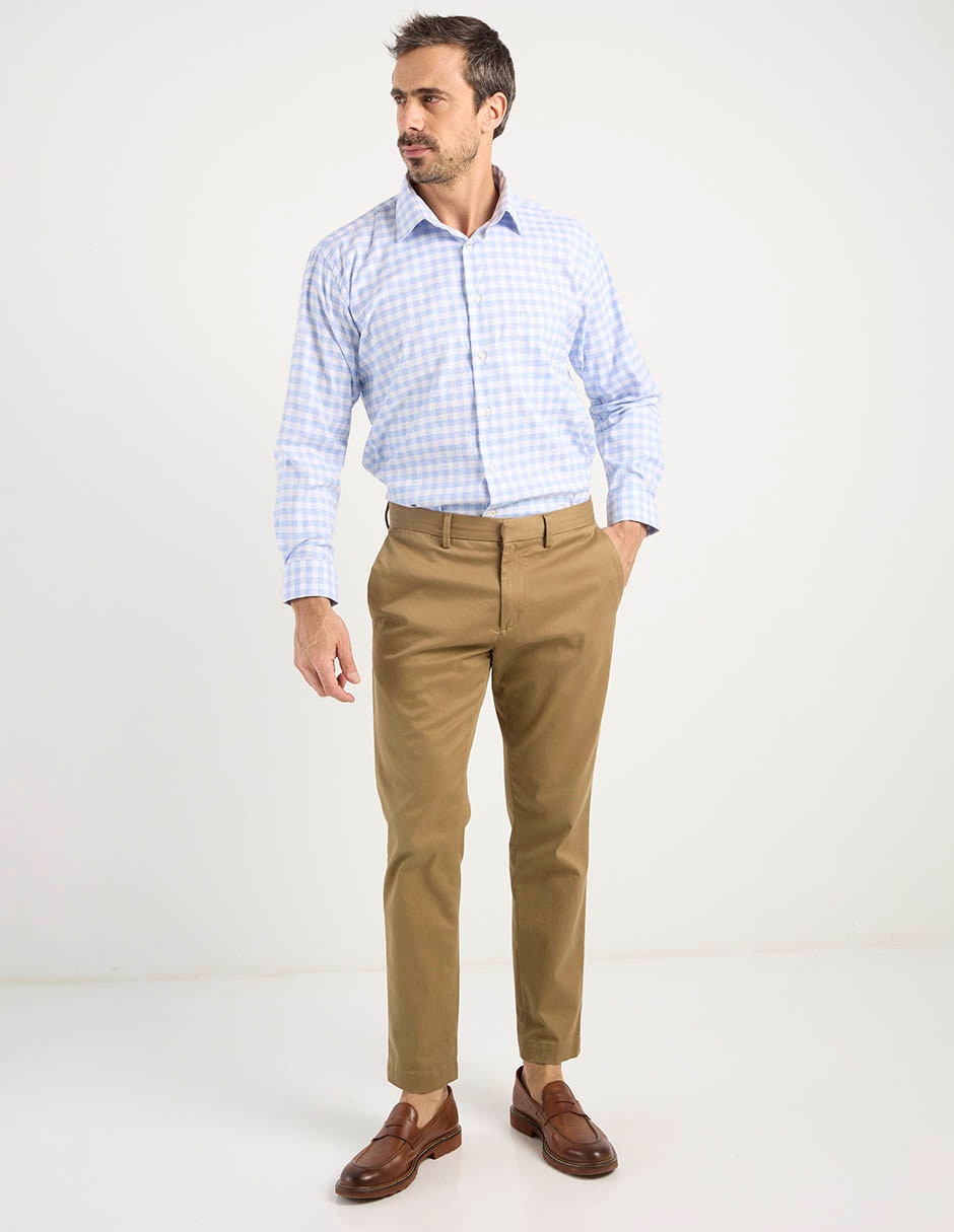 Camisa business casual manga larga para hombre
