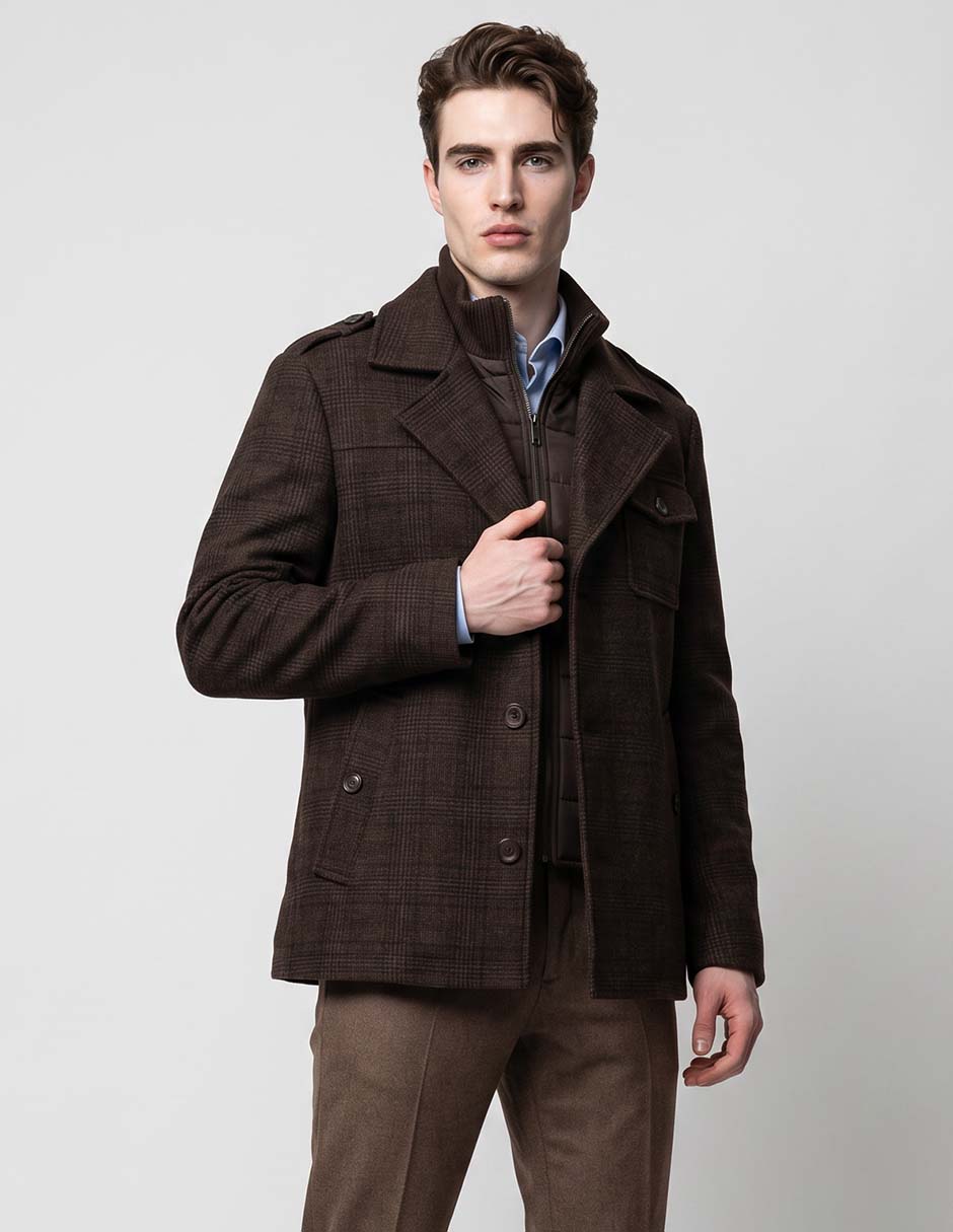 Abrigo con bolsillos estampado a rayas para hombre Abrigo con bolsillos estampado a rayas para hombre