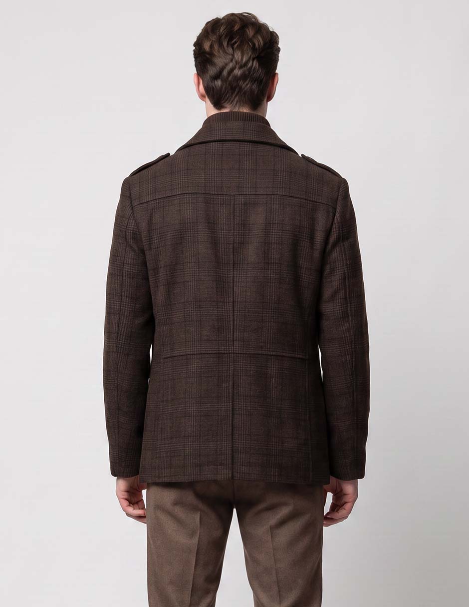 Abrigo con bolsillos estampado a rayas para hombre 2