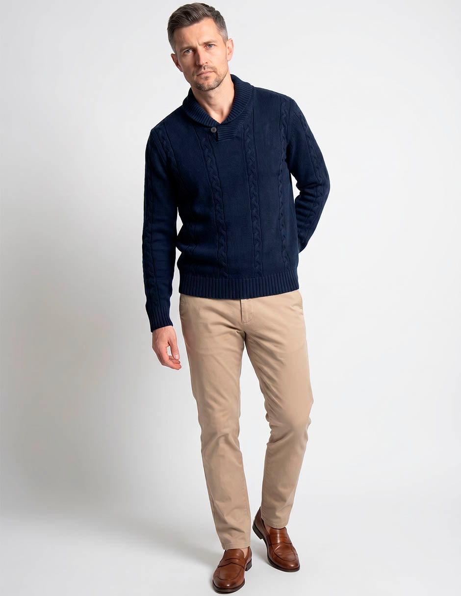 Suéter cuello con botón para hombre Suéter cuello con botón para hombre