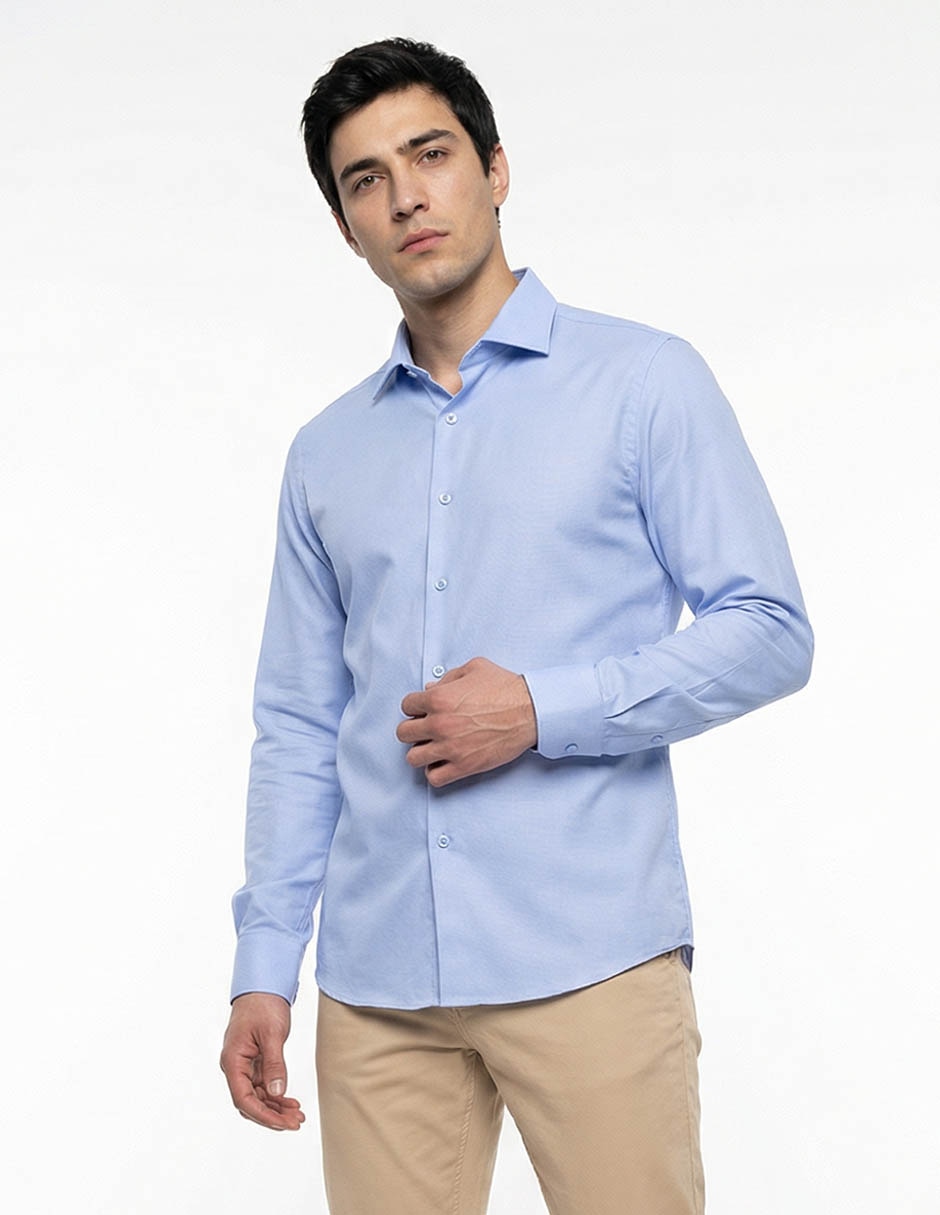 Camisa business casual manga larga para hombre