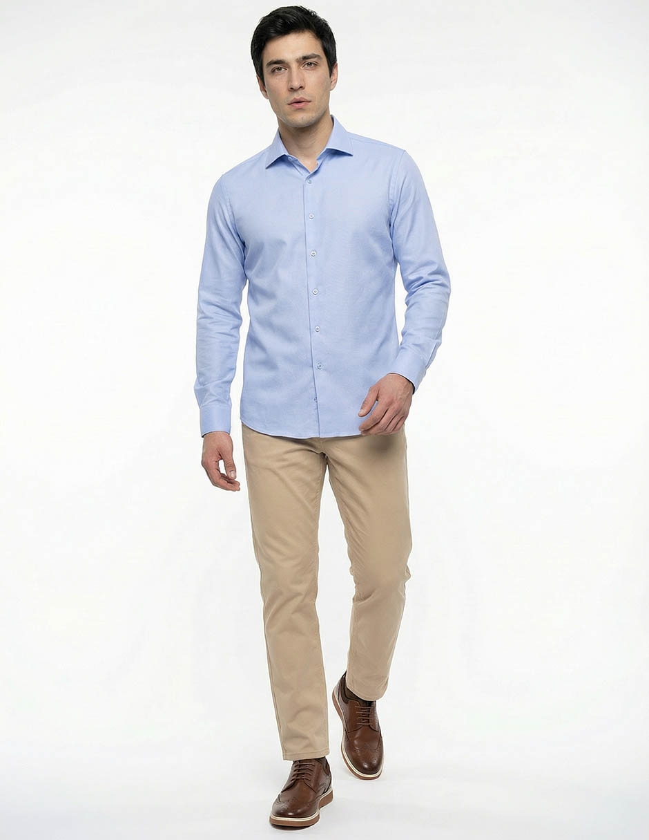 Camisa business casual manga larga para hombre