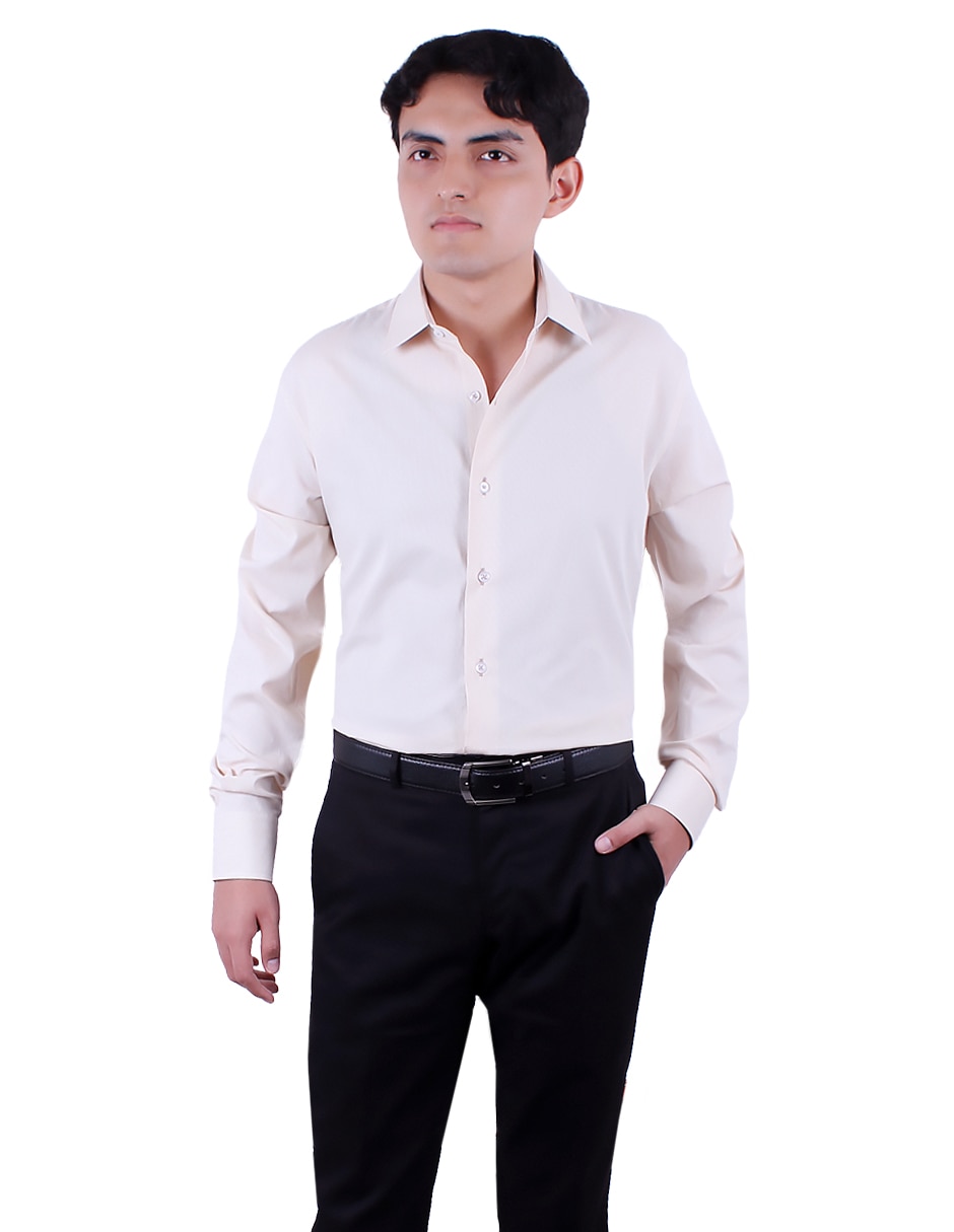 Camisa de vestir de algodón manga larga para hombre