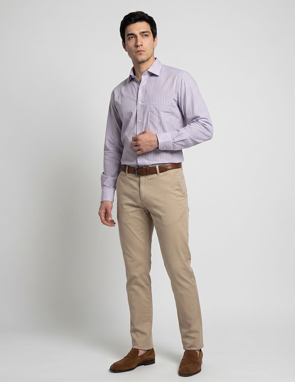 Camisa formal parllieni manga larga para hombre
