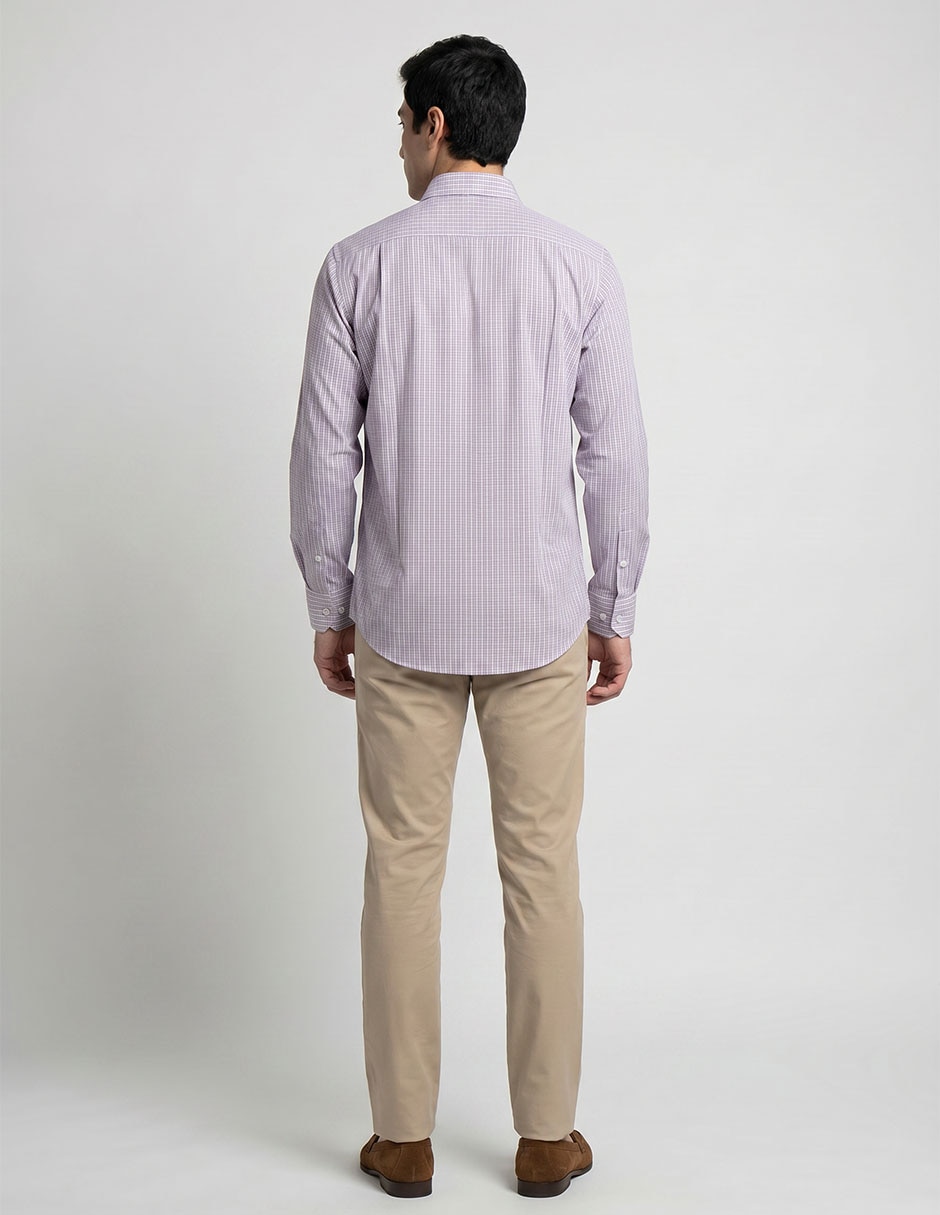 Camisa formal parllieni manga larga para hombre