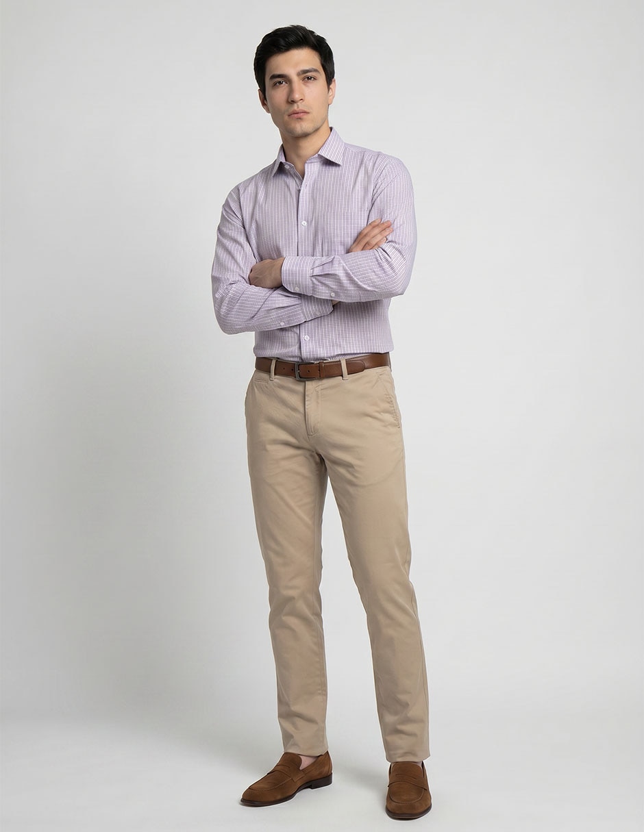 Camisa formal parllieni manga larga para hombre