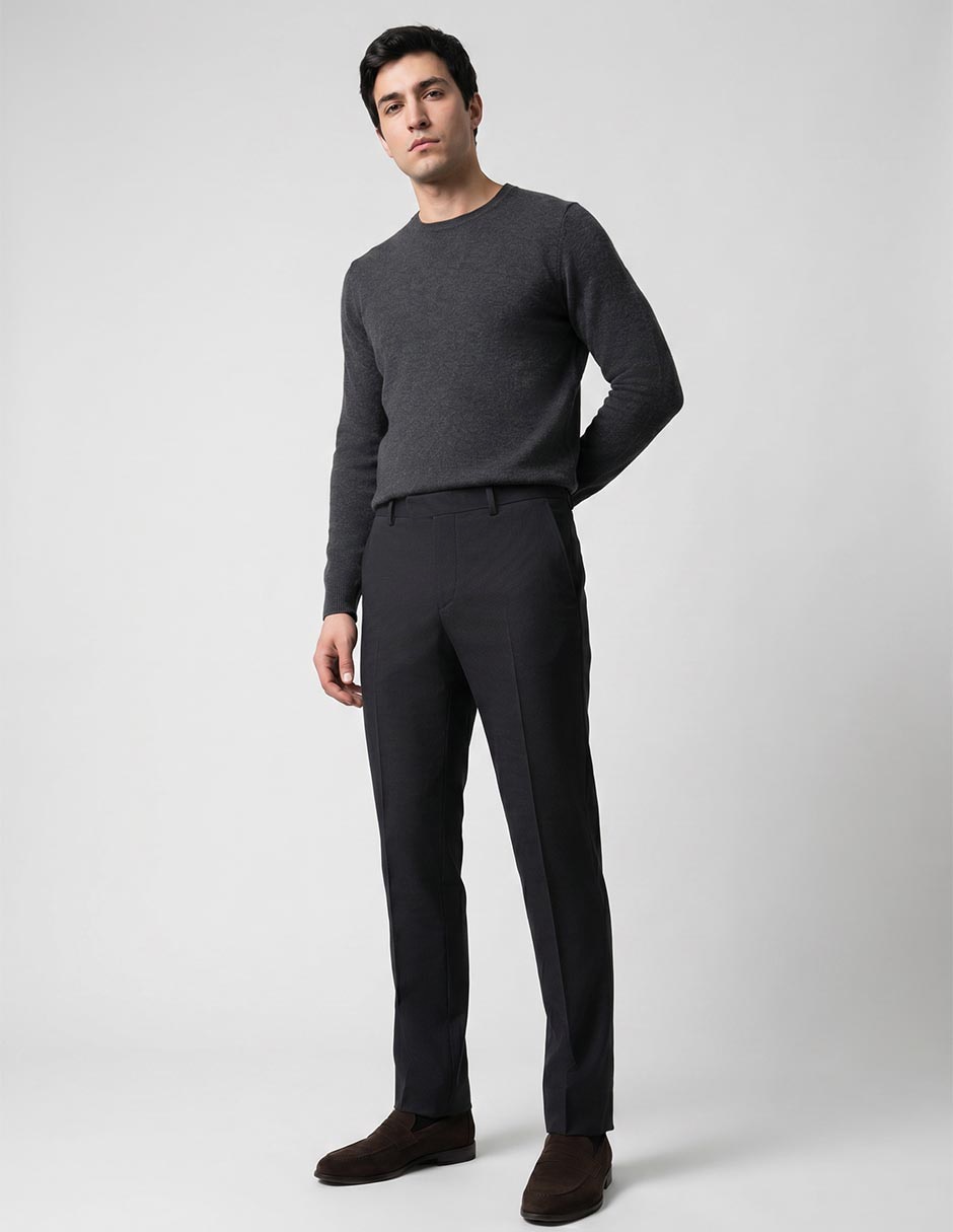 Pantalón business casual de vestir slim de algodón para hombre 2