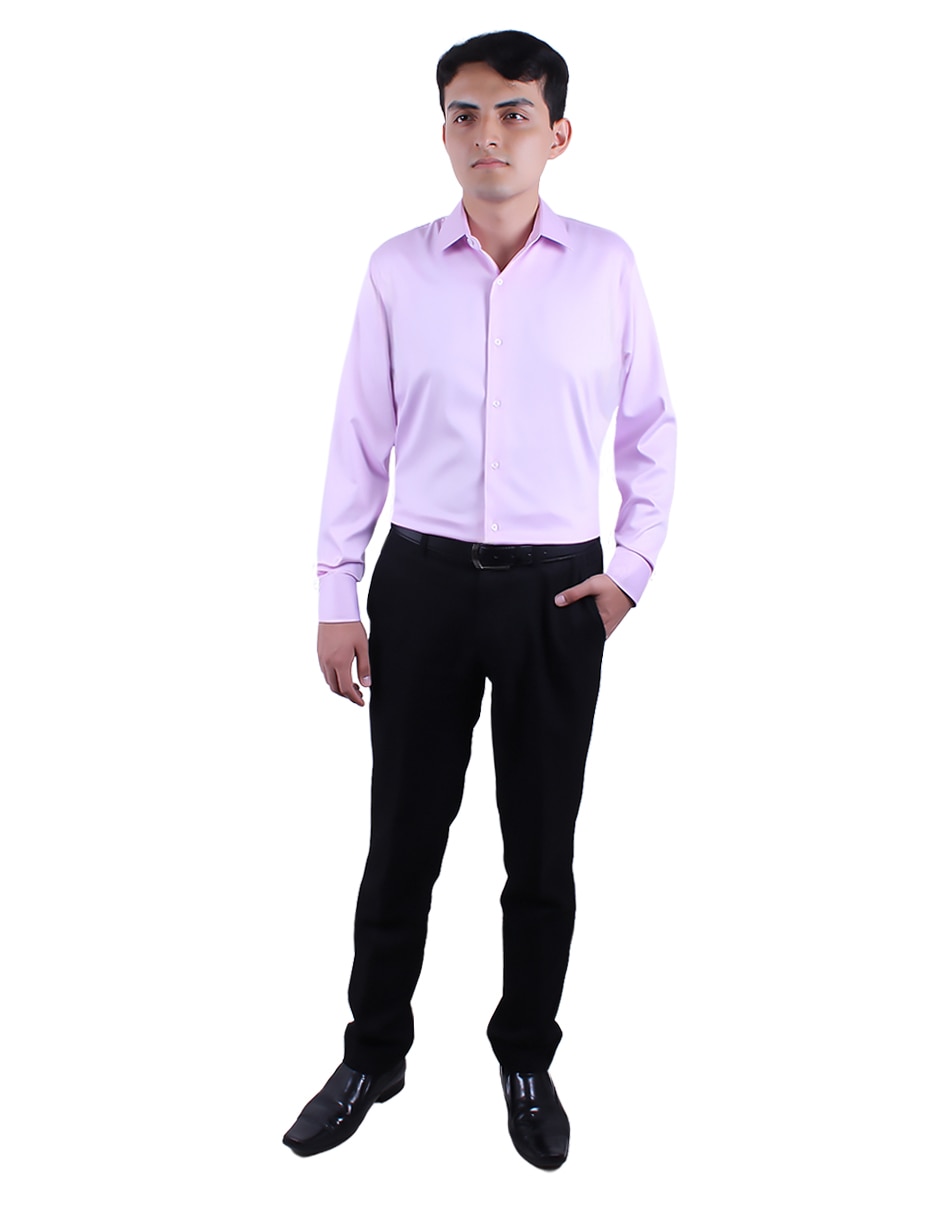 Camisa formal parllieni manga larga para hombre