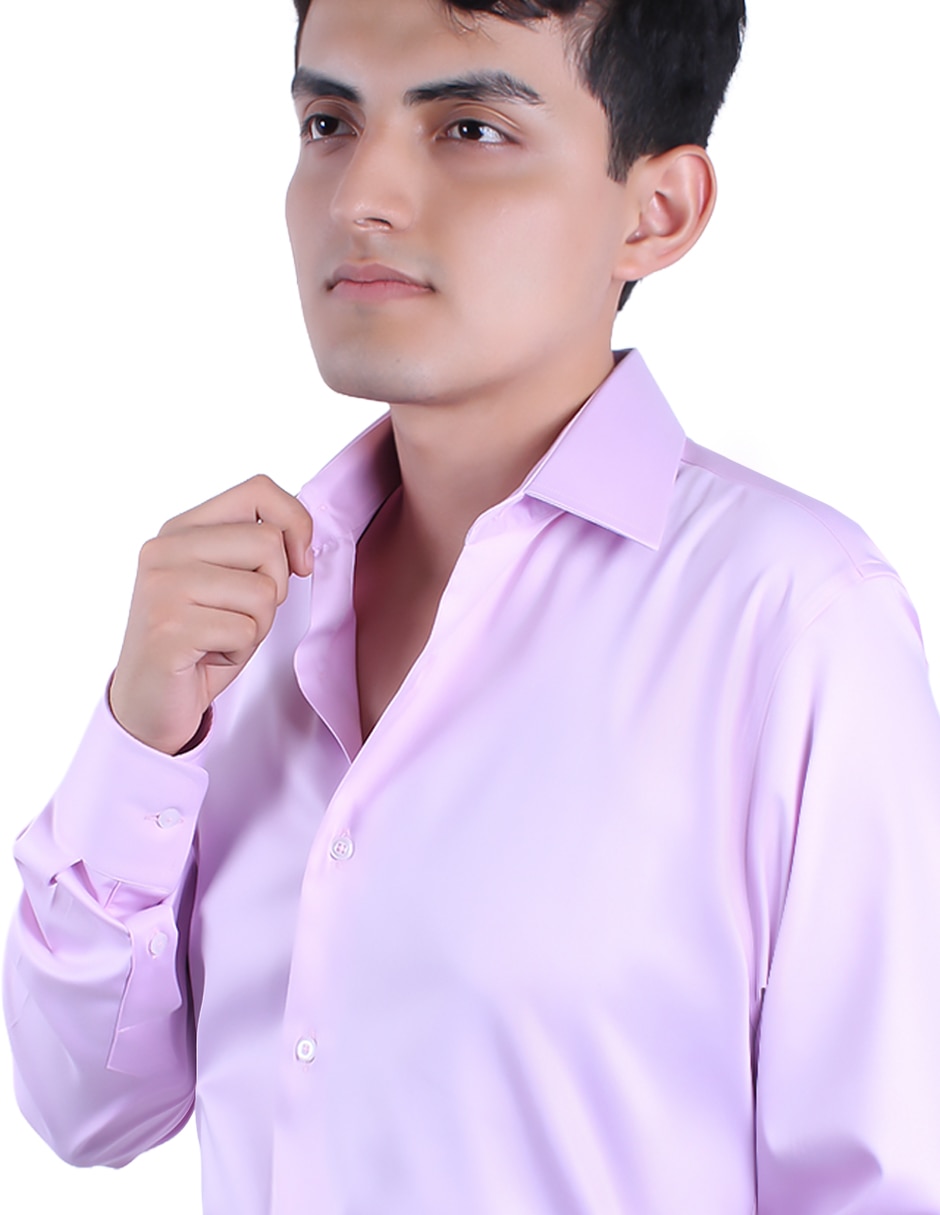 Camisa formal parllieni manga larga para hombre
