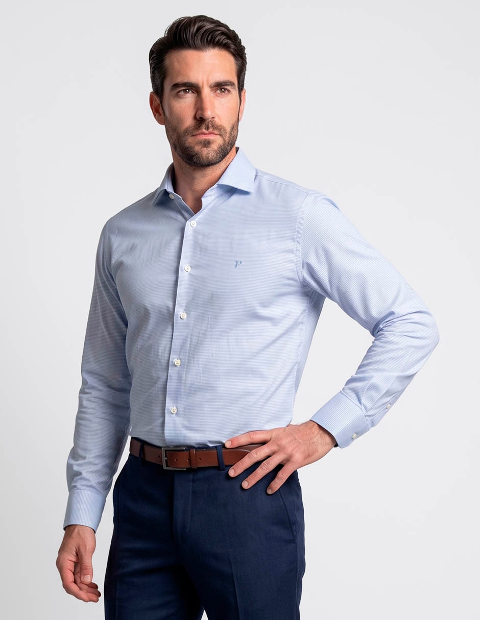 Camisa casual pierre cardin de algodón manga larga para hombre