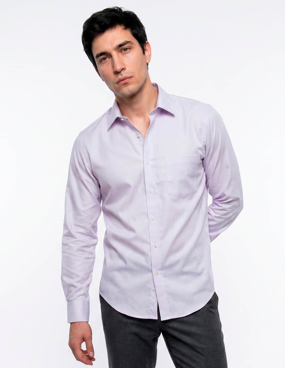 Camisa de vestir de algodón manga larga para hombre
