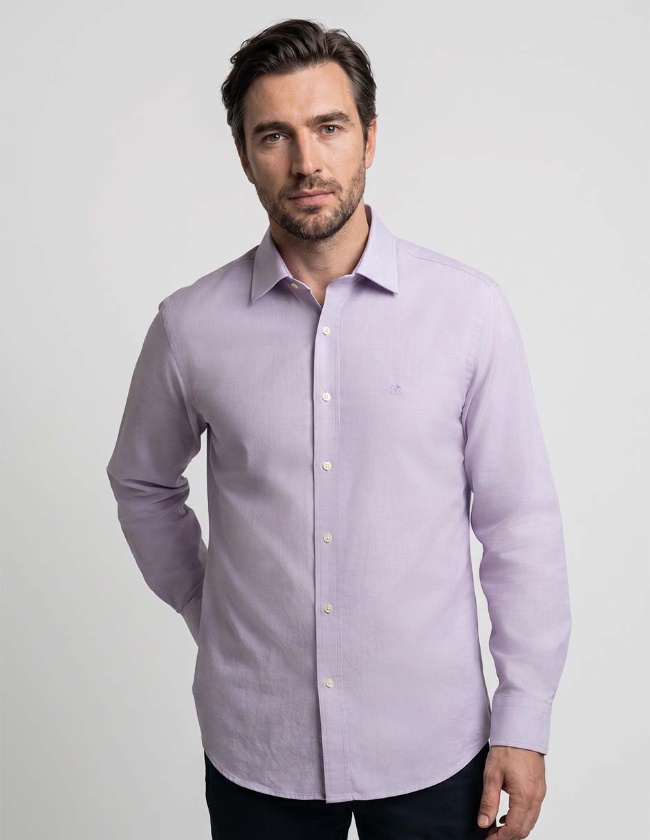 Camisa de vestir Chaps de algodón manga larga para hombre