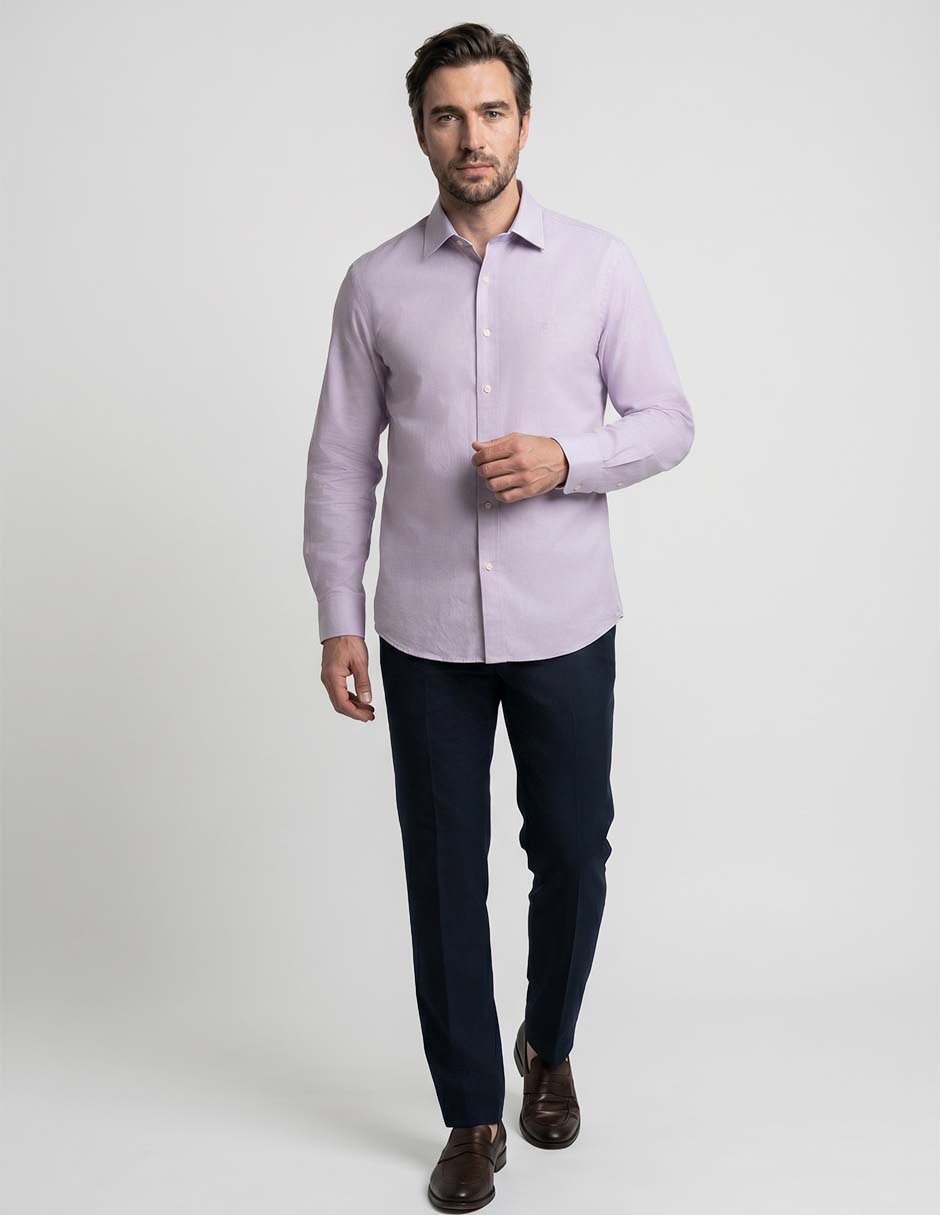 Camisa de vestir Chaps de algodón manga larga para hombre
